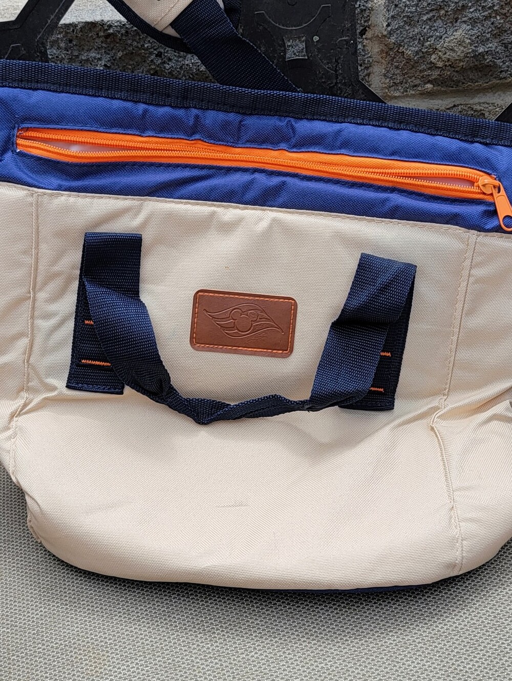 Disney Cruise Line Insulated Cooler Bag Tote Beige Blue Orange Shoulder Strap